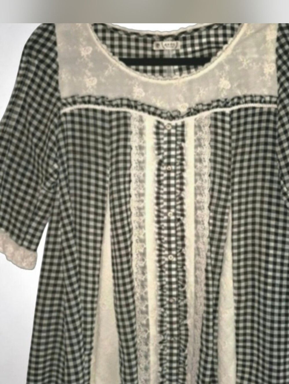 Axes Femme Babydoll Dress EUC Short Sleeve Sm/Med Blk/White Checkered Coquette